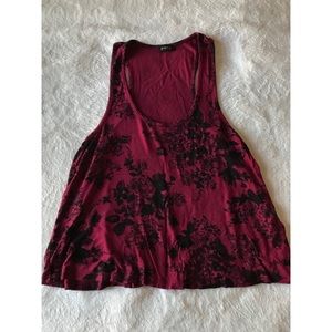 Maroon red and black rose top